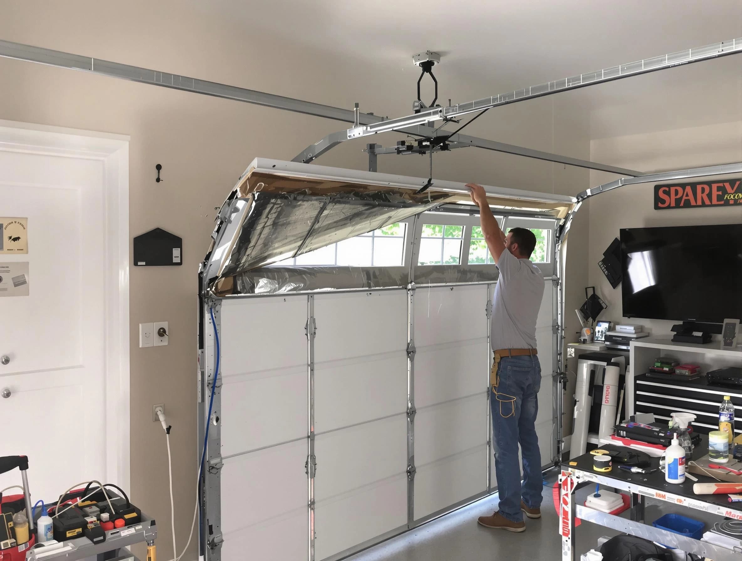 Garage door section replacement by Thornton Garage Door Repair in Thornton