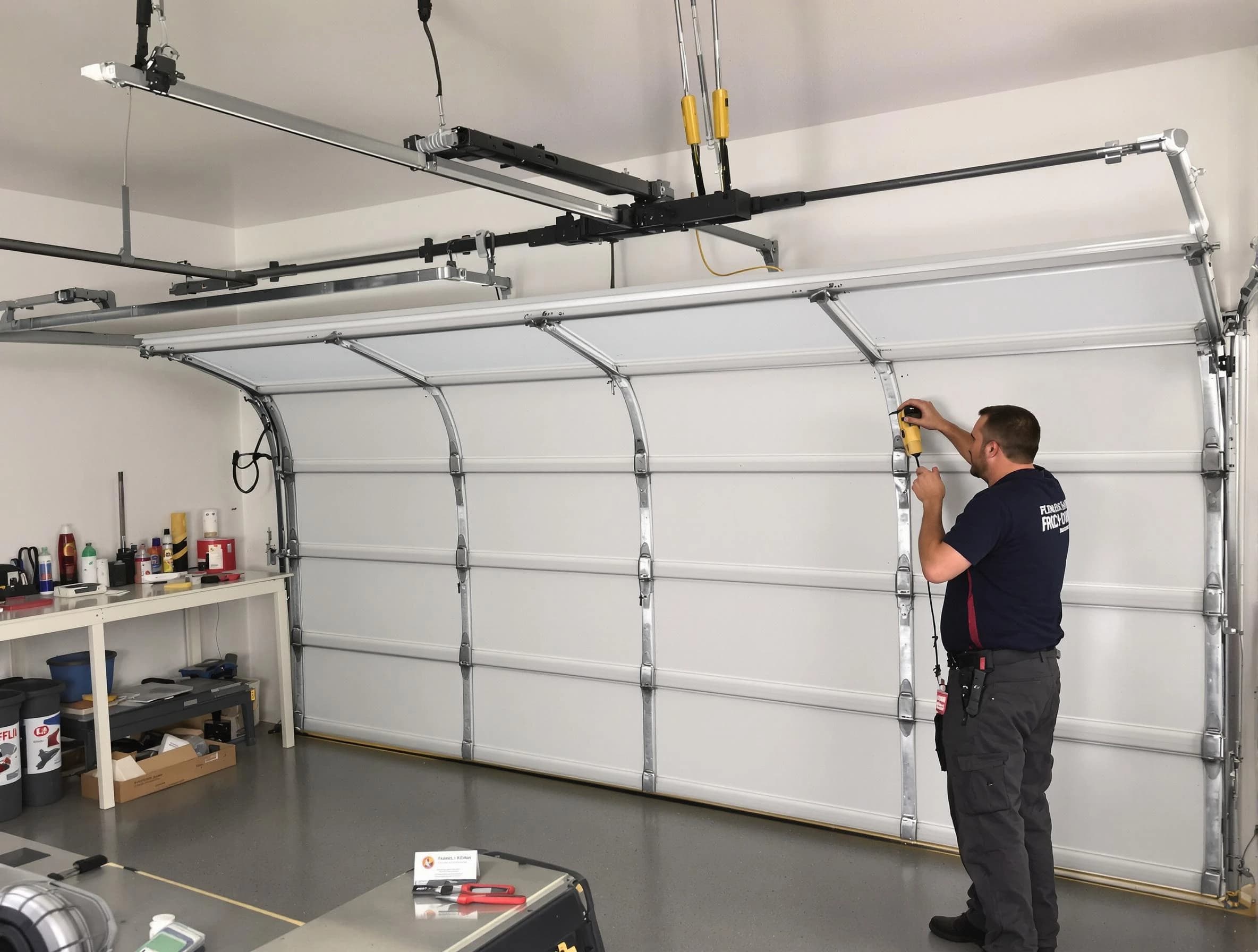 Thornton Garage Door Repair certified technician performing overhead door system repair in Thornton