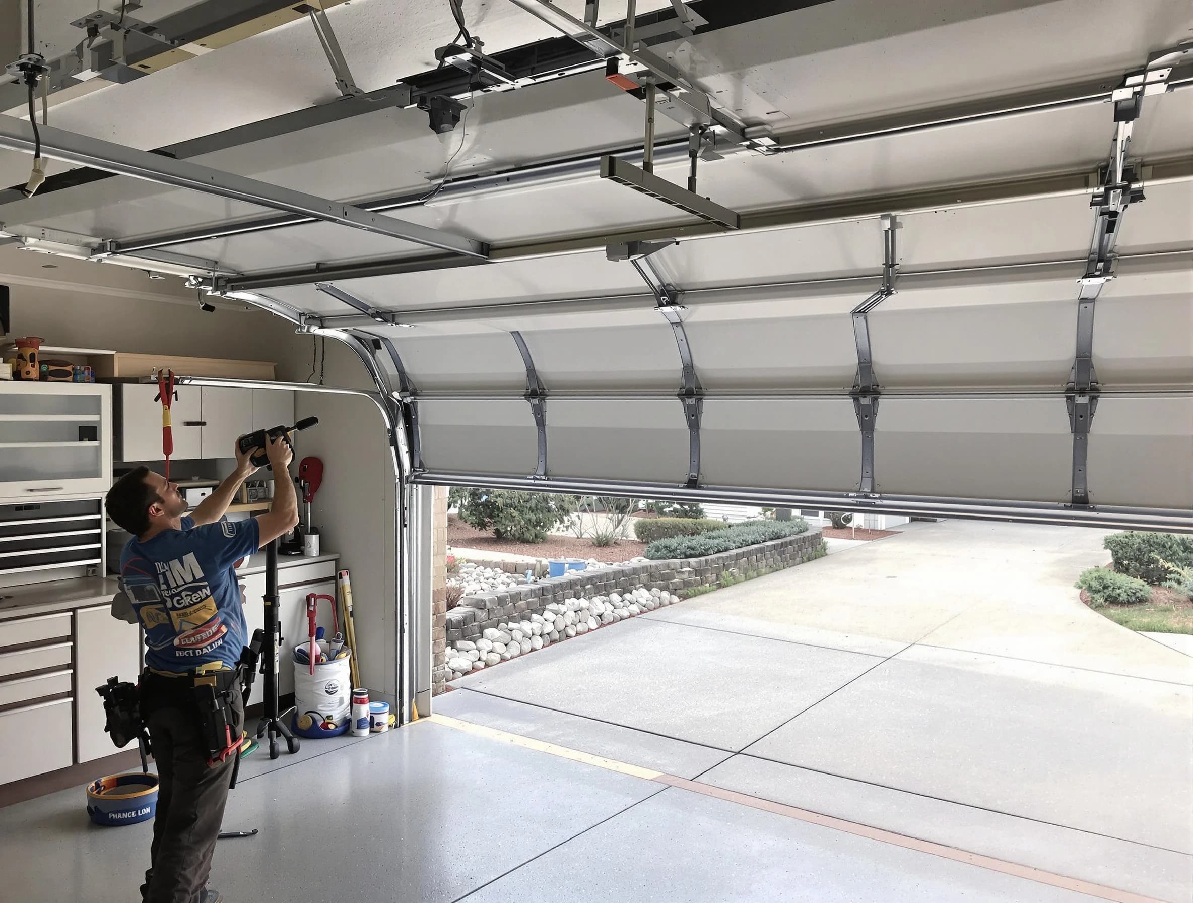 Garage door track repair service by Thornton Garage Door Repair in Thornton
