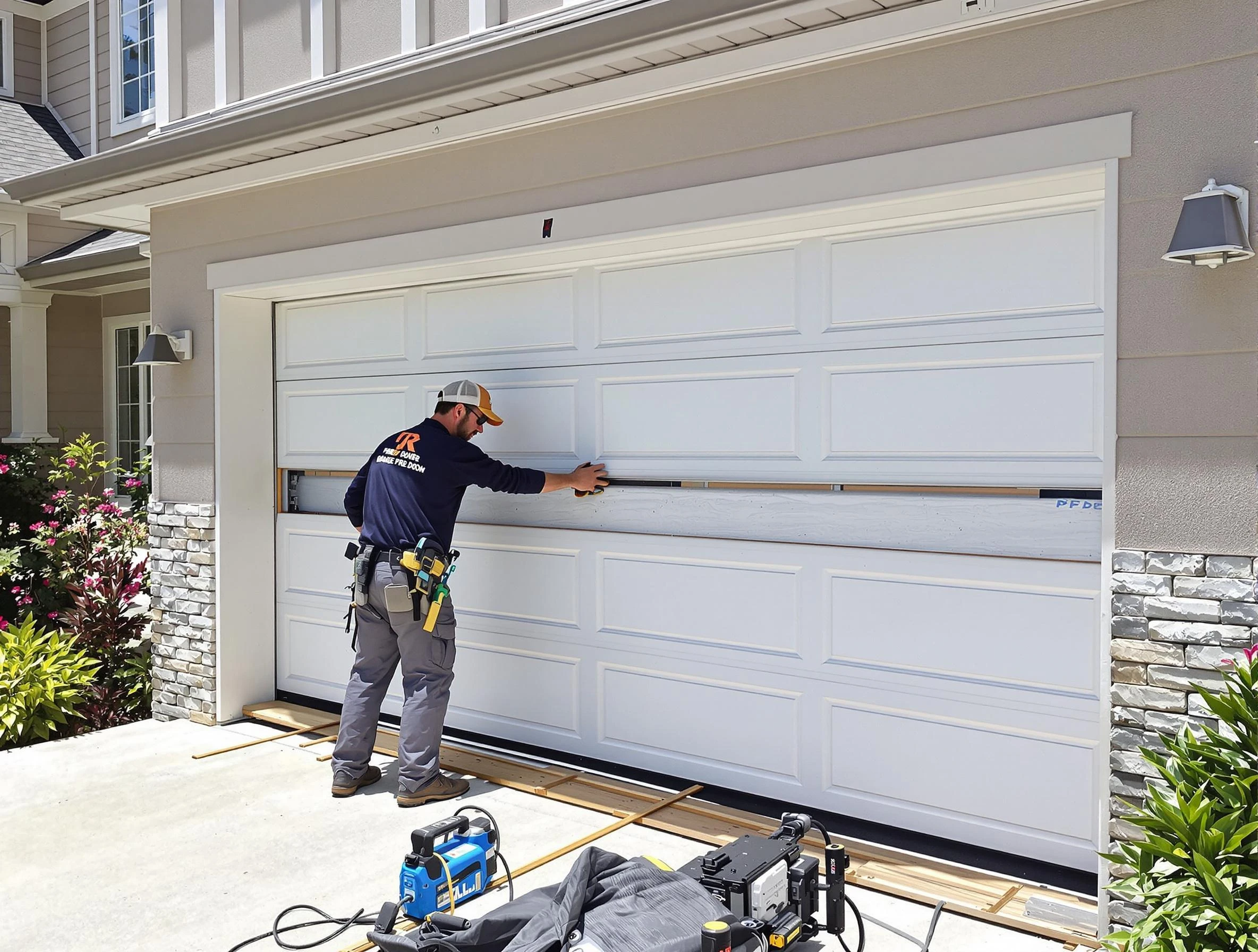 Thornton Garage Door Repair team performing complete garage door replacement at Thornton residence