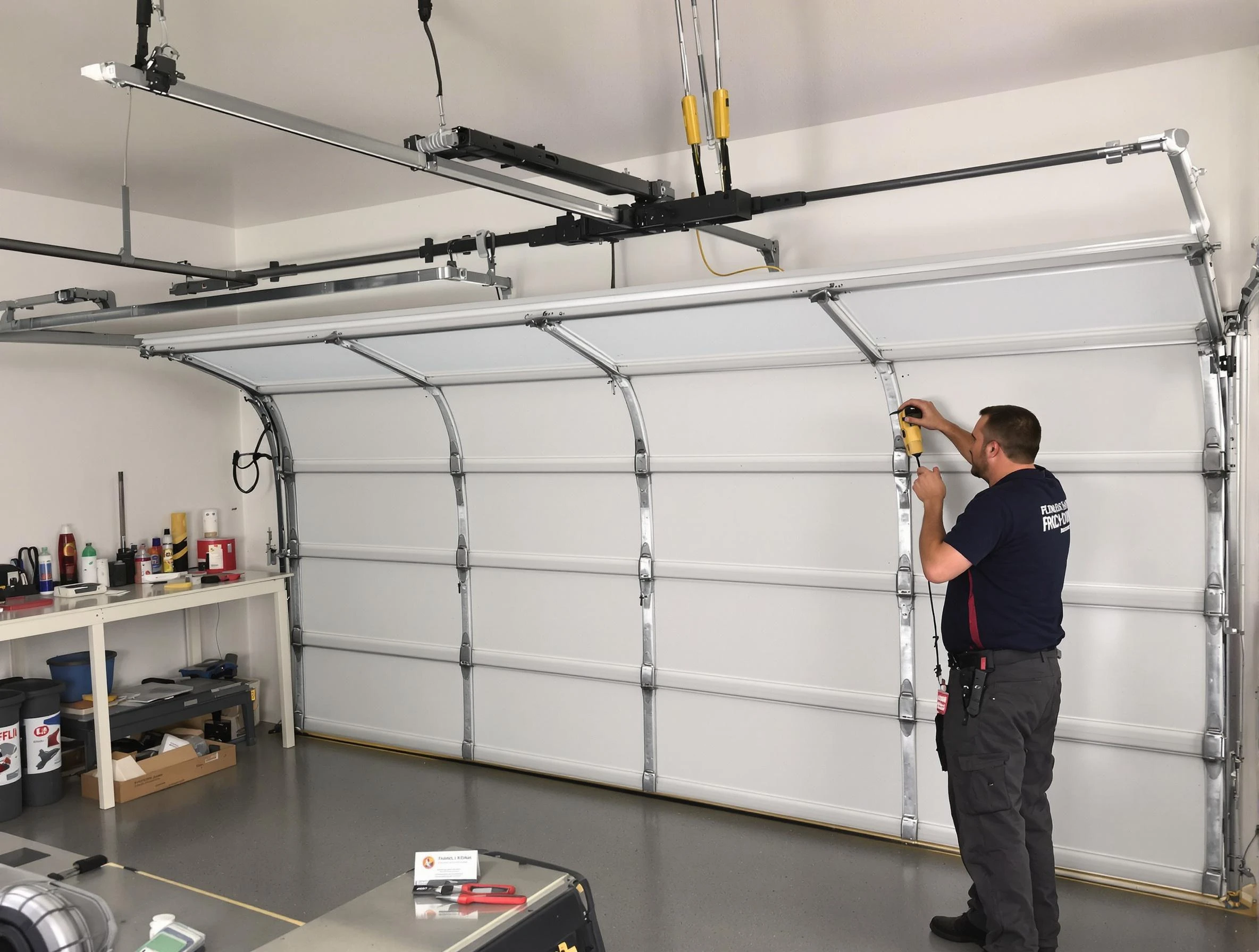Thornton Garage Door Repair certified technician performing overhead door system repair in Thornton